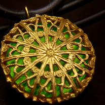 Green Shadows Filigree Pendant Necklace