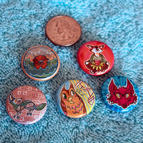 Set of 5 CUTE 1" Buttons/Badges/Pins