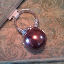 Large Brown Pearl Wire Wrapped Ring