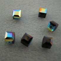 6mm Cube Crystal / Jet AB