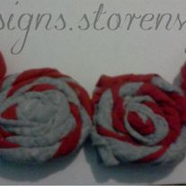 Red & Gray Rosette Necklace
