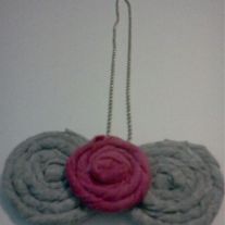 Pink & Gray Rosette Necklace