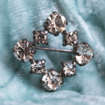 Vintage Silvertone and Rhinestone Brooch marked "Made in Germany