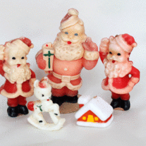 Vintage Christmas Candles, includes Gurley, Set of 5