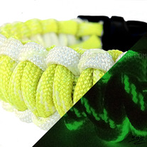 Sunburst Glow in the Dark Neon Yellow and White Paracord Survival Bracelet - Quad Core
