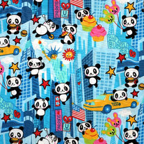 1/2 Yard-Panda Anime Fabric in Turq/MY10059