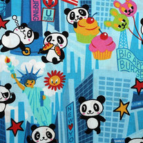 Fat Quarter-Panda Anime Fabric in Turq/MY10059