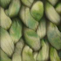 Yucca Green Yellow Hand Painted Wool Roving