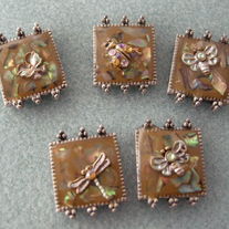 Pewter Enamled Tiles/butterfly