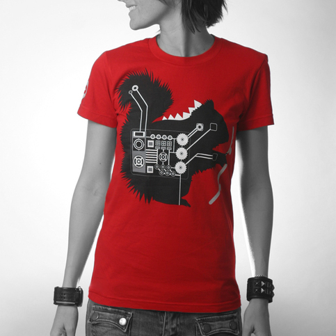 Women's Skateboarder Squirrel - Red