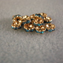 Gold Plated Rondelle/ Dark Aqua