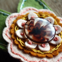 blush and brown felt flower pin