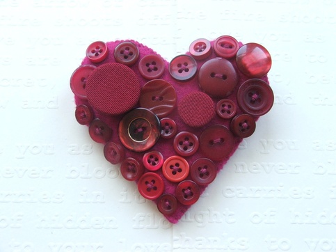 Heart felt button brooch