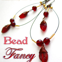 Blood_red_leafy_loop_earrings