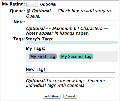 Form with a clicked tag