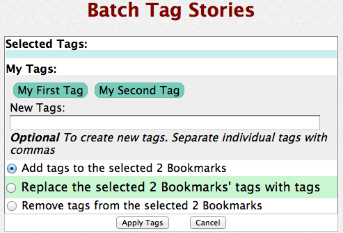 Batch tagging form