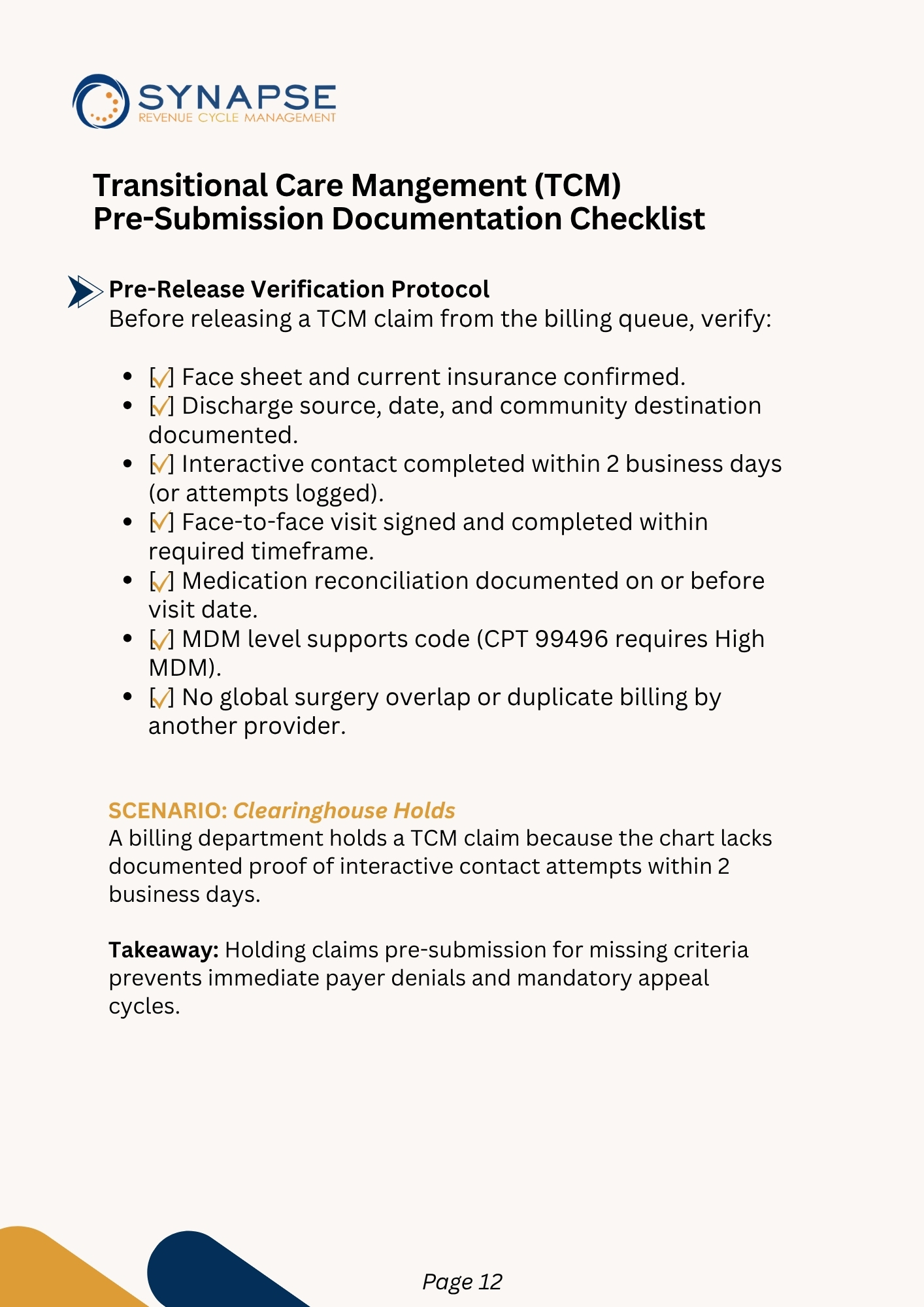 Tcm   pre submission documentation checklist