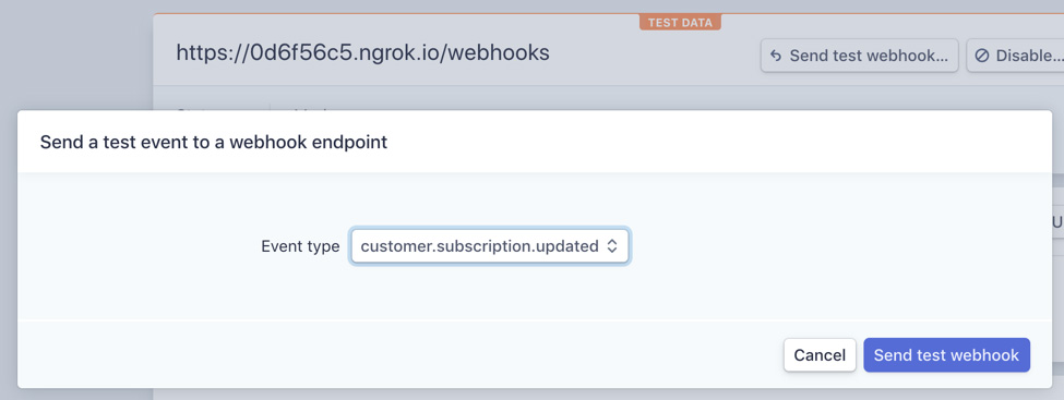 Adding Test Webhook Event