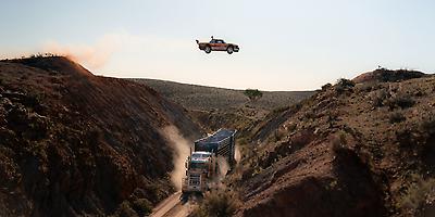 A mind-bending 160-foot gap jump in the Australian outback, some ten stories in the air