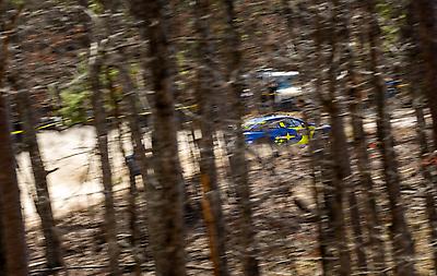 Travis Pastrana and Rhianon Gelsomino speed through the Mark Twain National Forest.
