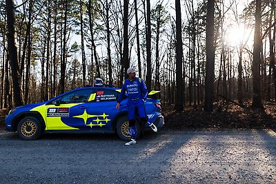 Travis Pastrana gets loose before the next stage.