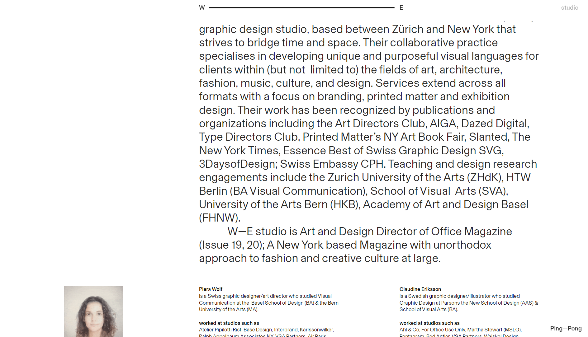 Thumbnail of Info — W—E studio