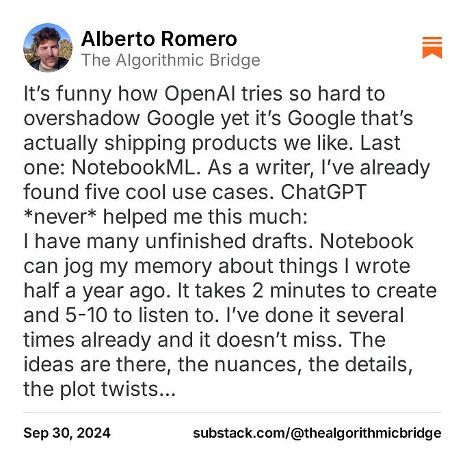 Thumbnail of Alberto Romero on Substack