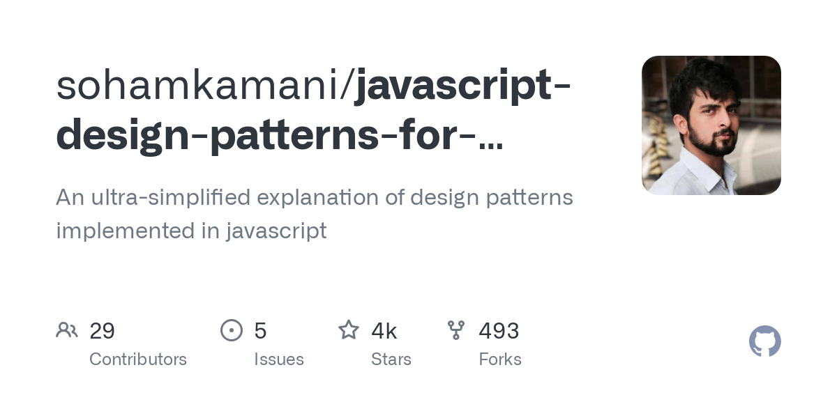 Thumbnail of sohamkamani/javascript-design-patterns-for-humans: An ... - GitHub