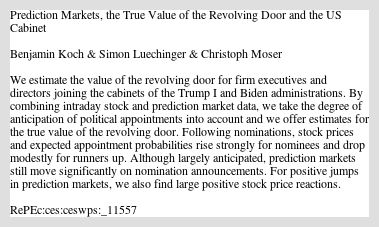 Thumbnail of Prediction Markets, the True Value of the Revolving Door and