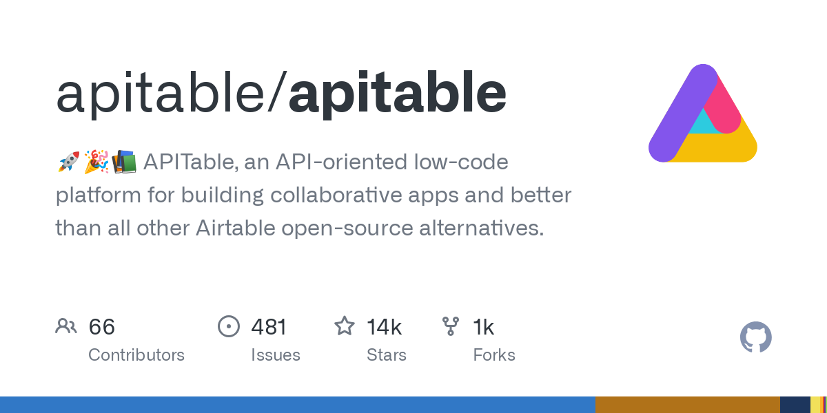 Thumbnail of apitable/apitable: APITable, an API-oriented low-code ... - GitHub