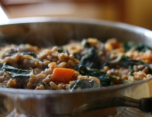 Farro with Butternut Squash and Swiss Chard