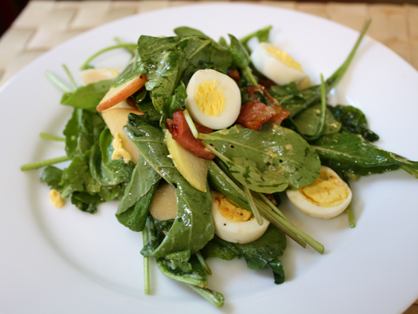 Apple, Arugula, and Pancetta Salad with Quail Eggs Recipe