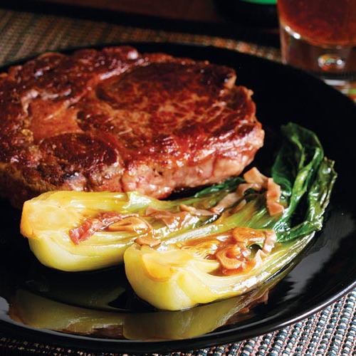 Braised Bok Choy with Sherry & Prosciutto