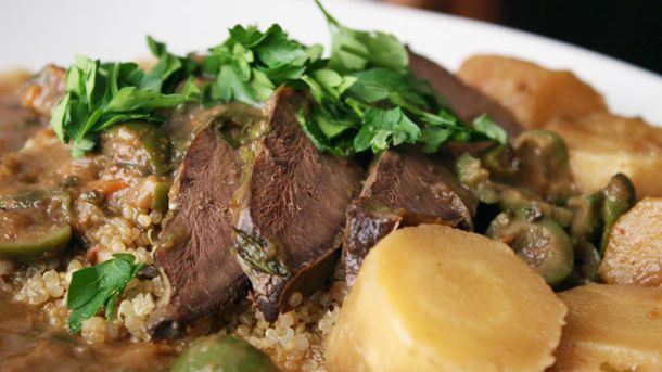 Braised Heart with Olives, Dates, and Cinnamon Recipe