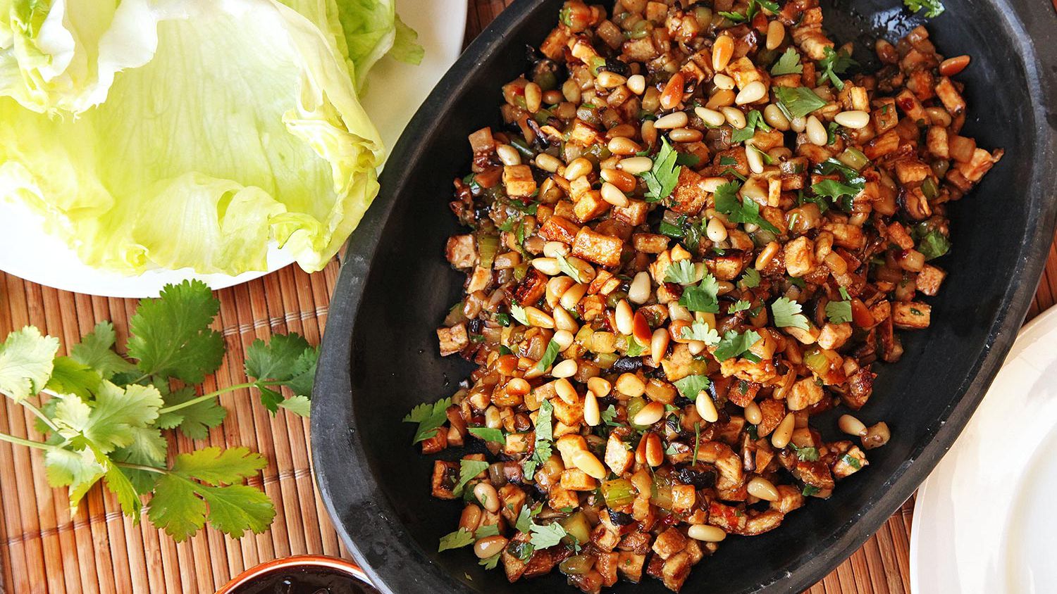 Cantonese-Style Tofu, Pine Nut, and Jicama Lettuce Cups (San Choi Bao) Recipe