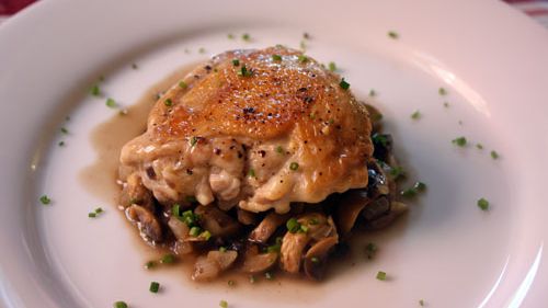 Dinner Tonight: Jacques Pepin's Crusty Chicken with Mushrooms and White Wine Recipe