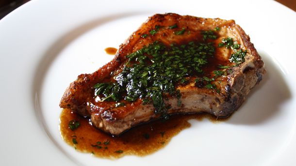 Dinner Tonight: Pork Chops with Mint Julep Glaze Recipe