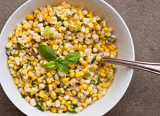Fresh Corn Salad with Scallions and Basil Recipe
