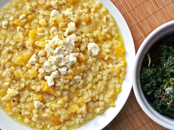 Golden Beet Barley "Risotto" with Ricotta Salata Recipe