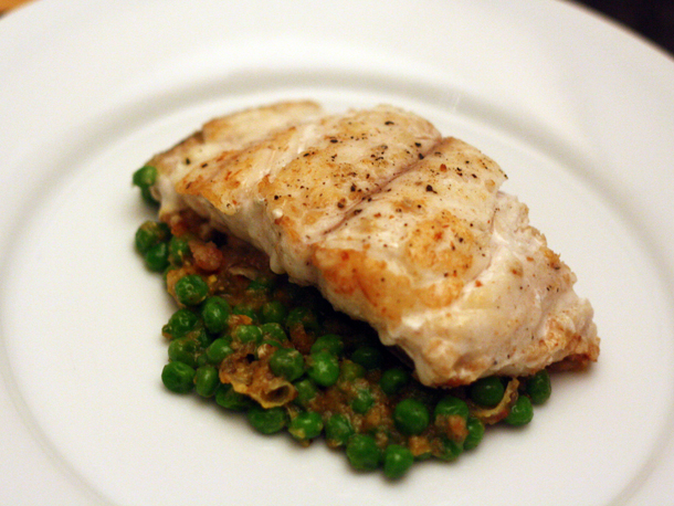 Grouper with Peas and Saffron Recipe