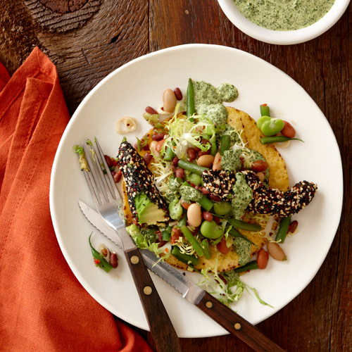 Heirloom Bean Tostadas with Crispy Avocado