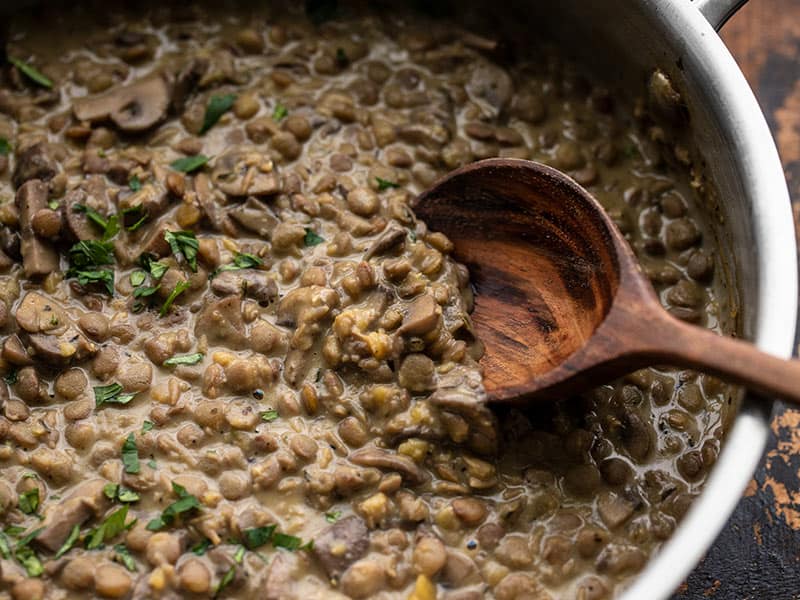 Lentils with Creamy Mushroom Gravy