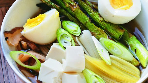 Michael Natkin's Soba Noodles in Shiitake-Shoyu Broth with Spring Vegetables