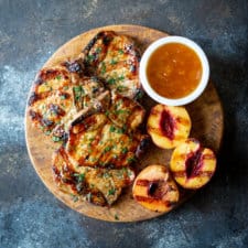 Peach Bourbon Glazed Pork Chops