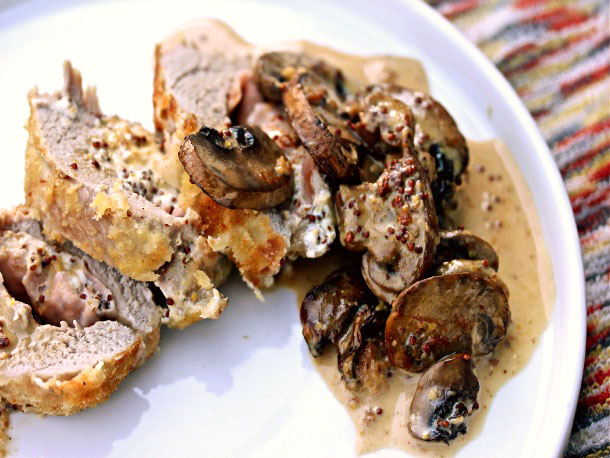 Pork Tenderloin Cordon Bleu with Mushroom-Mustard Cream Sauce Recipe