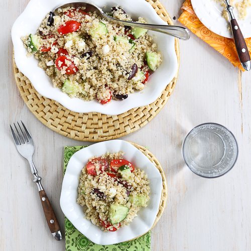 Quinoa Greek Salad with Tomatoes, Cucumber & Feta Cheese