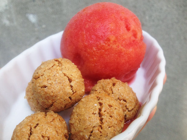 Sour Cherry-Lime Sorbet With Amaretti Cookies Recipe