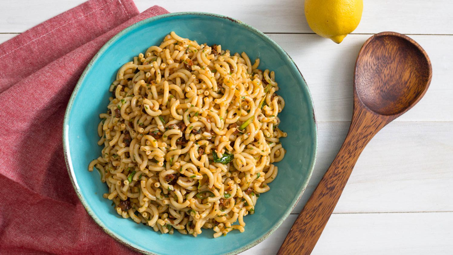 Spanish Pasta Salad With Chorizo, Piquillo Peppers, and Pickled Onion Recipe