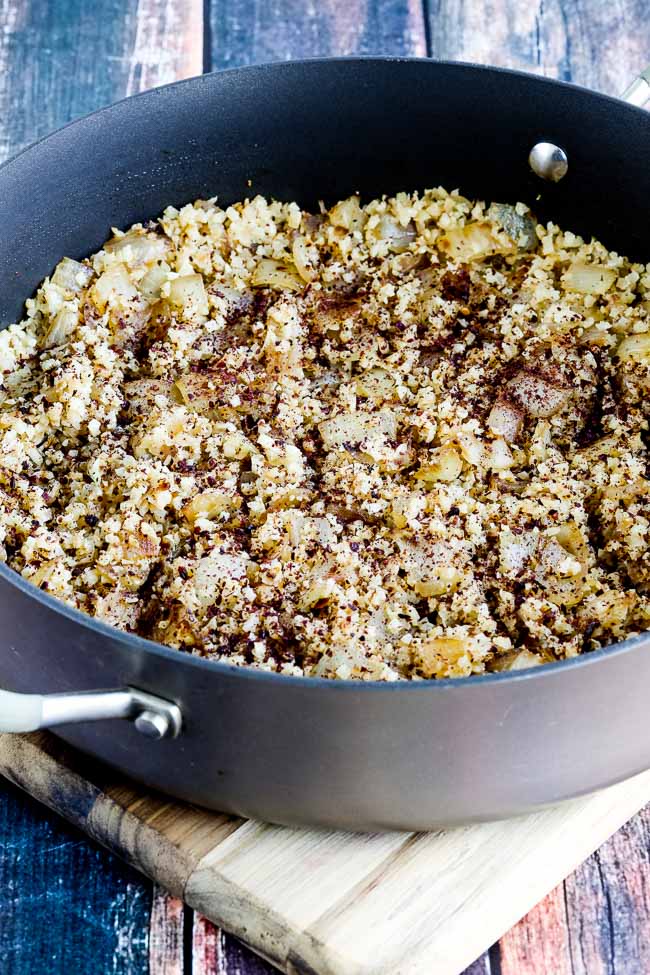 Low-Carb Cauliflower Rice with Fried Onions and Sumac