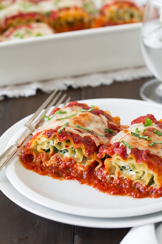 Spinach Four Cheese Lasagna Roll Ups